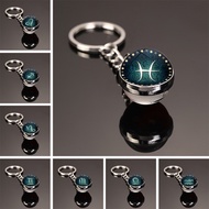 12 Zodiac Sign Keychain Sphere Ball Crystal Key Rings Scorpio Leo Aries Constellation Birthday Gift 