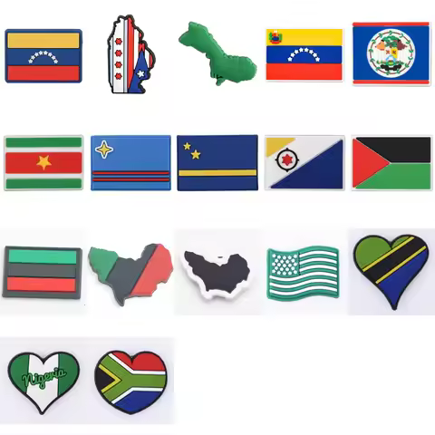 1pcs Colorful Flag Country Shoe Decoration Kids Boys Girls Shoe Charms Map Section Bracelet Accessor