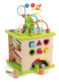 Country Critters Wooden Activity Play Cube by Hape | Wooden Learning Puzzle Toy for Toddlers, 5-Side