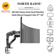 North Bayou G65 Dual Monitor Gas Strut Mount – Full Motion Arm for 27"–34" Displays