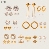 Female Earring Set, Stainless Steel Earring Set, 18k Gold Plated