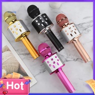 SPVPZ Microphone Colorful LED Good Tone Quality ABS Wireless Microphone with Built-in Loudspeaker for Karaoke