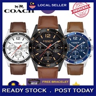 [100% Original & Free Bracelet] Coach SULLIVAN SPORT Chronograph Leather Men Watch Jam Tangan Lelaki