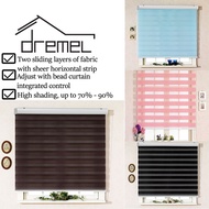 {Ready Stock} DREMEL 2 Sliding Layers Home Indoor Window Zebra Curtain Screen Roller Blind Bidai Zebra (120cm x 180cm)
