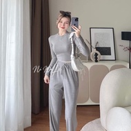 [Voucher 50k Freeship Max 0 đồng toàn quốc] Set thun gân trơn mặc đi chơi năng động set áo thun crop