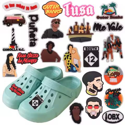 1-22pcs Outer Banks Fashion Man Woman Shoes Charms for Adult Sandals PVC Clogs Accessories Unisex Pa