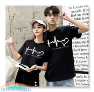 wolfzone 2pcs unisex hearbeat design couple shirts/ hot style family set t shirt