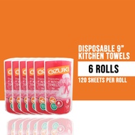 Ozuki Disposable 9'' Kitchen Towel (120 Sheets x 6 Rolls)