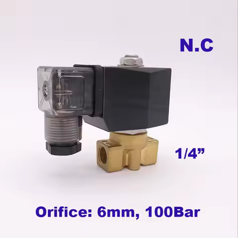 GOGO 100Bar GPG-06 2 way water high pressure solenoid valve 1/4" BSP 220V 24V Orifice 6mm N.C brass 