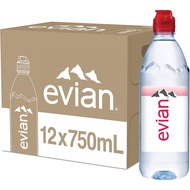 Evian Natural Mineral Water From Franch Alpine Glaclal Rocks Water Spot Cap 12 x 750ml
