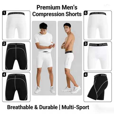 Sports Fitness Pants Premium Men's Compression Shorts High-Quality Breathable Gym Tights for Running