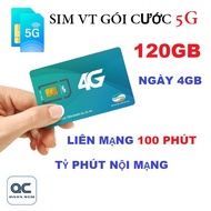 FREESHIP - CHƯA KÍCH HOẠT Sim 5G viettel 120GB liên mạng 100 phút tỷ phút nội mạng 0d
