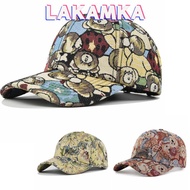 LAKAMKA Cute Bear Baseball Cap, Cotton Little Bear Print Unisex-Teens Caps, Cartoon Bear Print Duckb