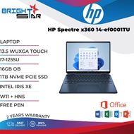 LAPTOP HP Spectre x360 14-ef0001TU (13.5 WUXGA TOUCH/ I7-1255U/ 16GB OB / 1TB NVME PCIE SSD / INTEL IRIS XE / W11 + HNS)