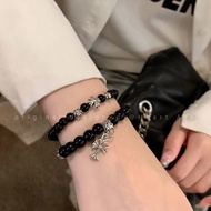 猫眼石潮牌十字架串珠复古手链女高级感情侣小众手串闺蜜套装手饰Cat's Eye Stone Tide Brand Cross Bead Vintage Bracelet for WomenS3GfV7