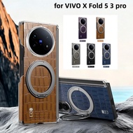 360 Rotating Ring Crocodile Pattern Leather Casing for Vivo X Fold 5 Fold 3 Fold 3pro Magnetic Cover