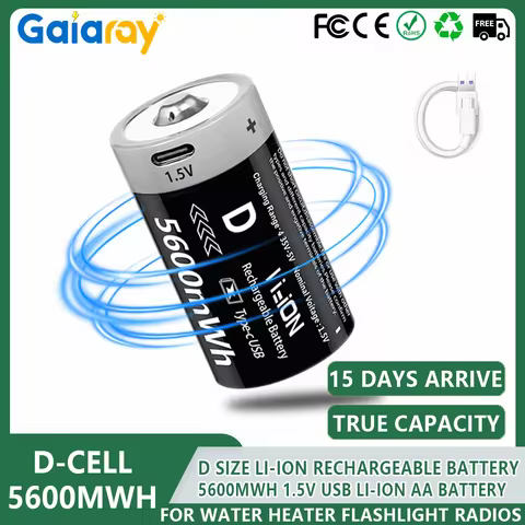 1.5V 5600mWh D Size High Capacity Rechargeable Batteries LR20 Lithium-ion D-Cell Battery For Gas Coo