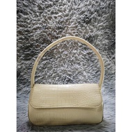 Exotic Beige Leather Baguette Bag