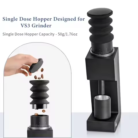VS3 Electric Coffee Bean Grinder Machine Portable Household Single Dose Hopper Cleaner with Silicone
