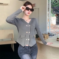 AJW [RCA] Atasan Rajut Wanita Tweed Blazer Button Gold Variasi Kantong Knit Premium | Tweed Blazer V