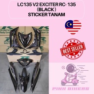 Coverset  LC135 V2 Exciter RC-135 Bodyset (Sticker Tanam) BLACK SILVER CYAN RED ORANGE