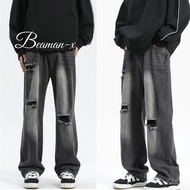 Beamanx Men's Jeans Street Style Straight-Leg Same Couple Model Comfortable To Wear Suitable For All