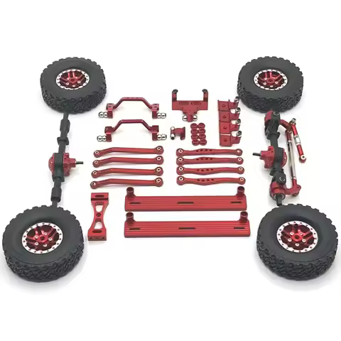 WPL C64 C64-1 Metal Front and Rear Axle Chassis Link Rod Pull Rod Mount Side Pedal Tire Set 1/16 RC 