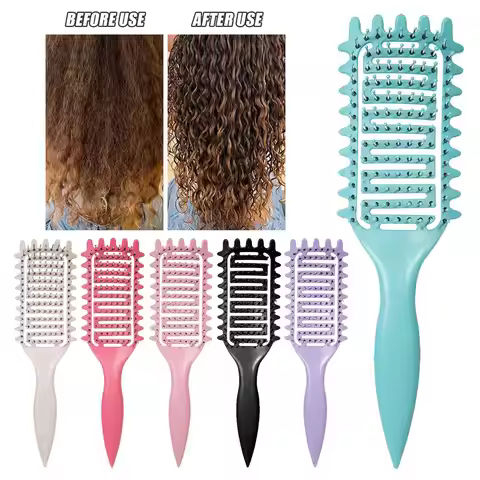 3 in 1 Curl Define Styling Brush Hollow Out Detangling Hair Brush Tangled Hair Comb Shaping Defining
