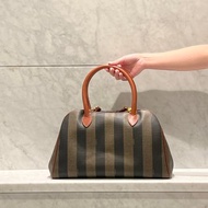 中古孤品 Fendi波士頓斜揹手提肩背包 原裝肩帶 皮革品牌拉鍊