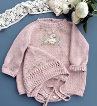 手工编织美利奴羊毛女宝宝套装