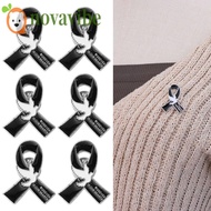 NOVAVIBE Black Ribbon Pin, Awareness Skin Cancer Funeral Ribbon Badge Brooch, Simple Vintage Melanom