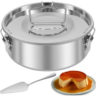 1.9L Stainless Steel Flan Mold Flan Pan with Lid and Spatula Flan Pan Containers for 6QT to 8QT Pot 