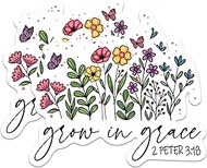 (2 Pack) Grow in Grace Stickers - 2 Peter 3:18 Religious Bible Scripture - 5 Inches On Longest Side 
