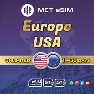 Europe 41+USA eSIM Unlimited - Receive eSIM QR Code on the same day