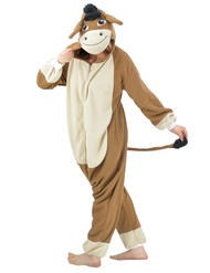 Unisex Adult Donkey Onesie One Piece Pajamas Animal Plush Halloween Christmas Costume for Women men