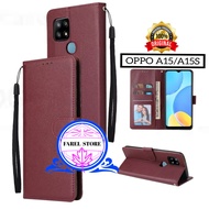 OPPO A15 /OPPO A15S LEATHER CASE PREMIUM-FLIP WALLET CASE KULIT UNTUK OPPO A15 / A15S- CASING DOMPET-FLIP COVER LEATHER-SARUNG BUKU HP