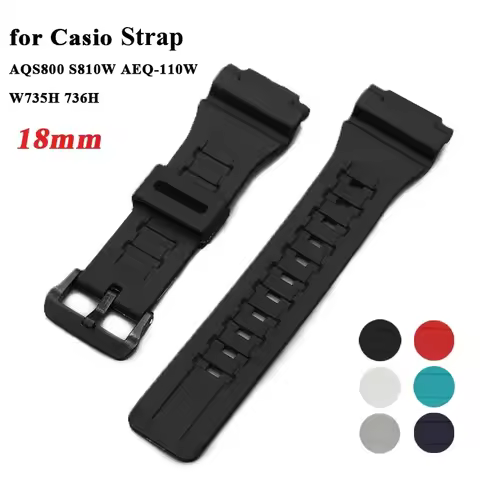 18mm Silicone Watch Strap for Casio AQS800 S810W AEQ-110W W735H 736H Replacement Resin Watch Band Me