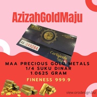 GOLD BAR SUKU DINAR ⚜️ 1/4 DINAR (Slot Type) 😍😍 MAA Precious Metals⚜️(FREE SHIPPING 🚛🚛) Emas 999.9 💎