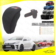 For Toyota Vios Yaris Genuine Leather Gear Knob Cover Fortuner Harrier Hilux GR Style Gear Shift Knob Protector