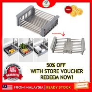 Kitchen Sink Basket 304 Stainless Steel Adjustable Kitchen Dish Rack Drainer Tray Excellent Drying