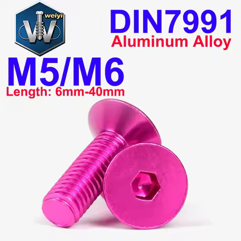 Weiyi M5 M6 DIN7991 Colorful Aluminum Hex Socket Countersunk Head Screws Allen Key Coarse Thread 10 