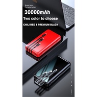 30000mAh Power Bank 30000mAh Powerbank 30000 Powerbank LED Display Quick Charge 2.1A Built-in Cable 