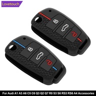 LOVETOUCH Silicone Car Key 3 Button Key Cases Cover Keychain Protection Fob For Audi A1 A3 A6 C5 C6 