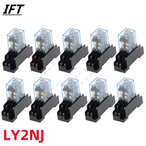 10 sets LY2NJ 12VDC 24VDC 110VAC 220VAC Coil Power Mini Relay 8 Pins DPDT 10A LY2N-J HH62P JQX-13F W