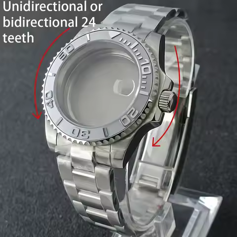 40.5mm luxury men's GMT case with double-sided or single-sided 24 tooth sapphire case, NH34/NH35 mov