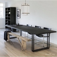 Large Board Solid Wood Workbench Computer Conference Desk Desk Industrial Style loft American Black 