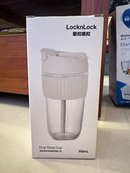 LocknLock樂扣樂扣 耐熱玻璃兩用隨行杯500ML(附吸管/白色) 全部可拆洗