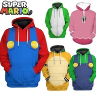 New Super Mario Bros Hoodie Kawaii Yoshi Mario Bowser Hooded Sweatshirt Spring Autumn Adult Cosplay 