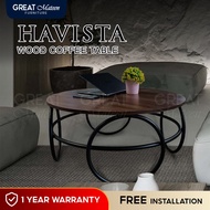 Havista Wood Coffee Table / Metal Legs / Meja Kopi / Kaki Besi / Meja Bulat / Great Mateen Furniture