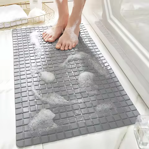 Premium PVC Bath Mat 1pc Non-Slip with Suction Cups And Drain Holes 27.9x15.7inch/71x40cm Safe Showe